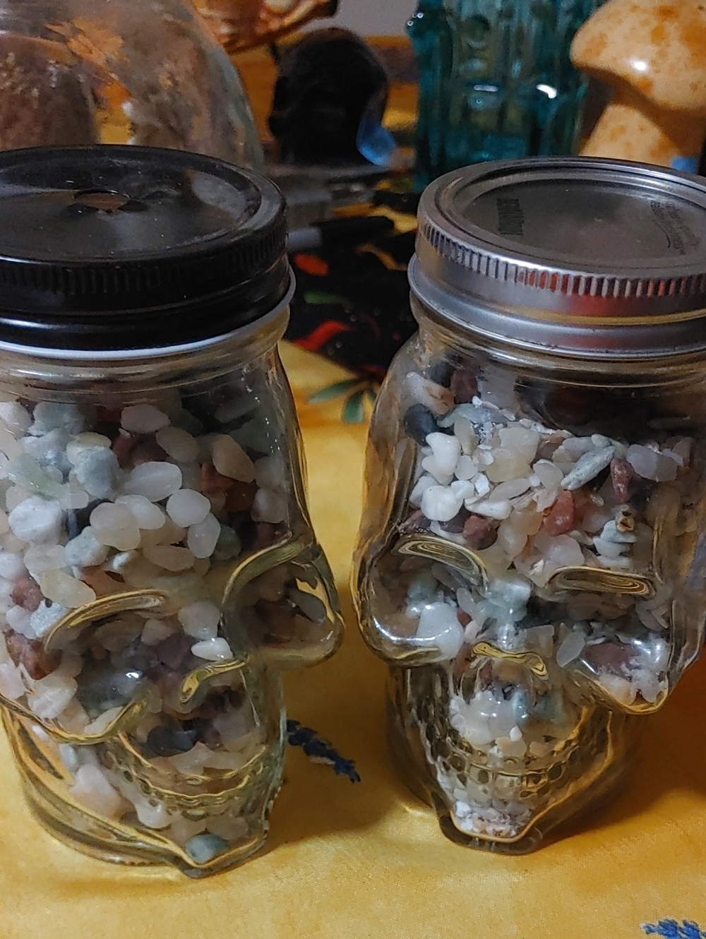 ✅$10 Add On Decorative Skull Glass Jar with Mixed Accent Stones